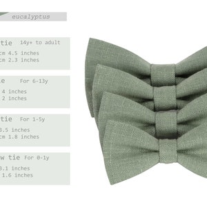 Eucalyptus Linen Bow Ties with Suspenders and Pocket Squares All Sizes: Men's, Boys', Toddlers' Bow Ties Sage Green bow tie Handkerchief zdjęcie 2