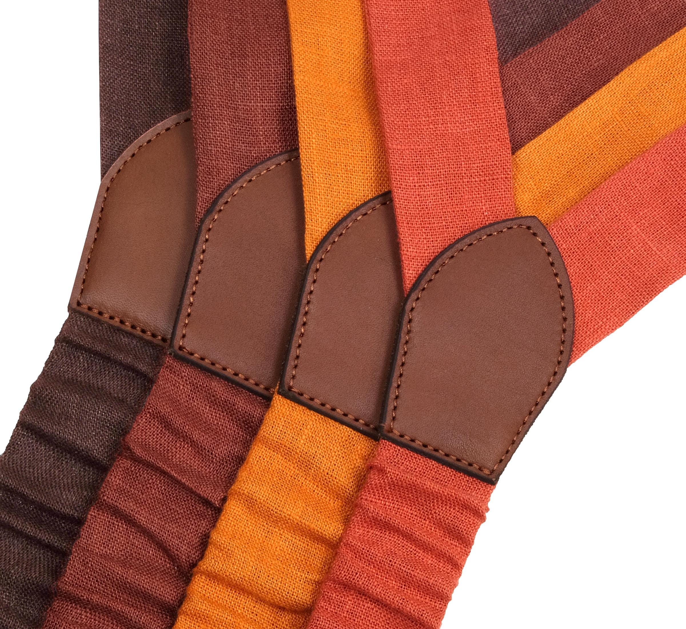 Burnt Orange Linen Suspenders, Bow Tie, and Pocket Square - Suspenders Available in Child and Adult Sizes Orange, Brown Color Linen Braces