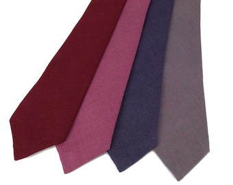 Variación de color púrpura para corbata de lino / púrpura polvoriento, violeta, color malva oscuro para corbata, pajarita, tirantes, pañuelo de bolsillo, gemelos