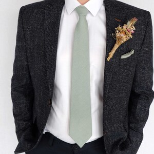 Light Sage Green Necktie, Suspenders, Bow tie, Pocket Square For Wedding / Regular Tie, Skinny Tie's Adult's and Boy's size Suspenders image 2