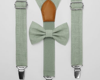 Linen Suspenders and Bow Tie, Elastic Y Back