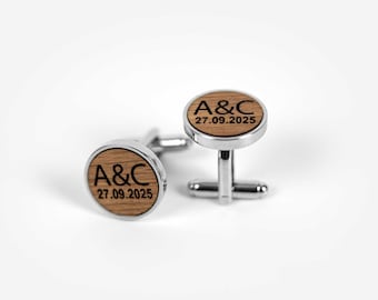 Personalized Wooden Cufflinks - Groomsmen Gift