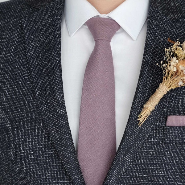 Dusty Purple Necktie For Wedding / Necktie For Groomsmen / Pocket Square With Necktie / Men's Necktie / Dusty purple kid size necktie