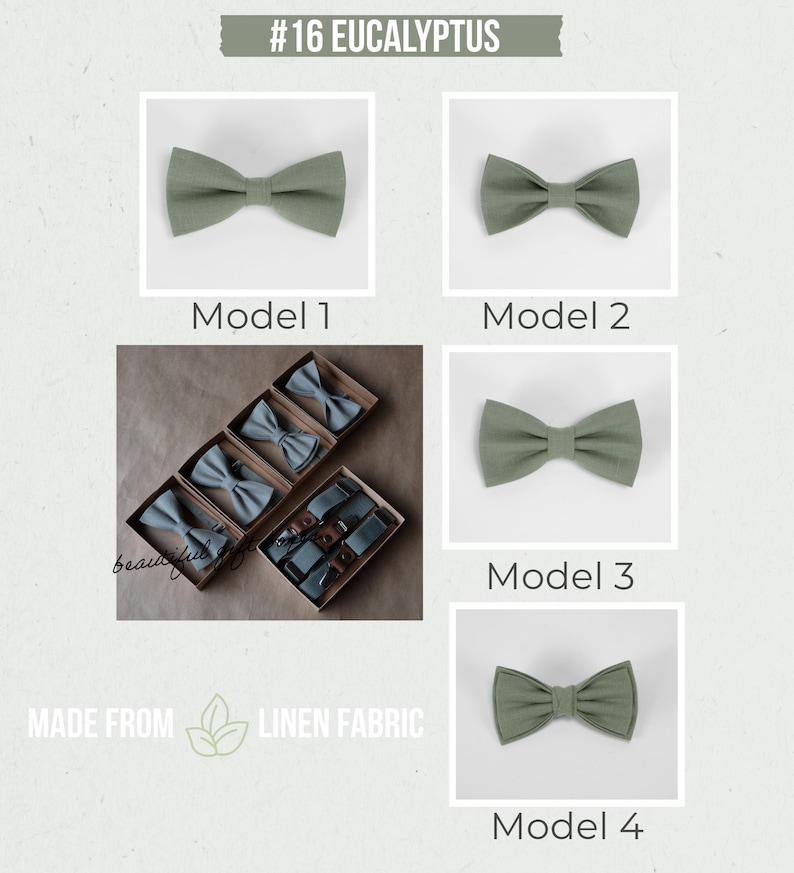 Eucalyptus green elastic suspenders linen bow tie, pocket square, sage green necktie with suspenders, adult size green suspenders set image 5