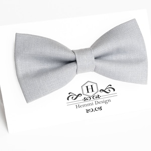 Staubgraue Leinenfliege für Hochzeit / Graue Fliege für Trauzeugen / Junges Kleinkind Babys Herren Graue Fliege / Graue Fliege / Leinenfliege