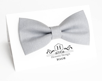 Dust Grey Linen Bow Tie For Wedding / Grey Bow tie for groomsmen / Boy's Toddler's Baby's Men's Grey Bow Tie / Grey bow tie / linen bow tie