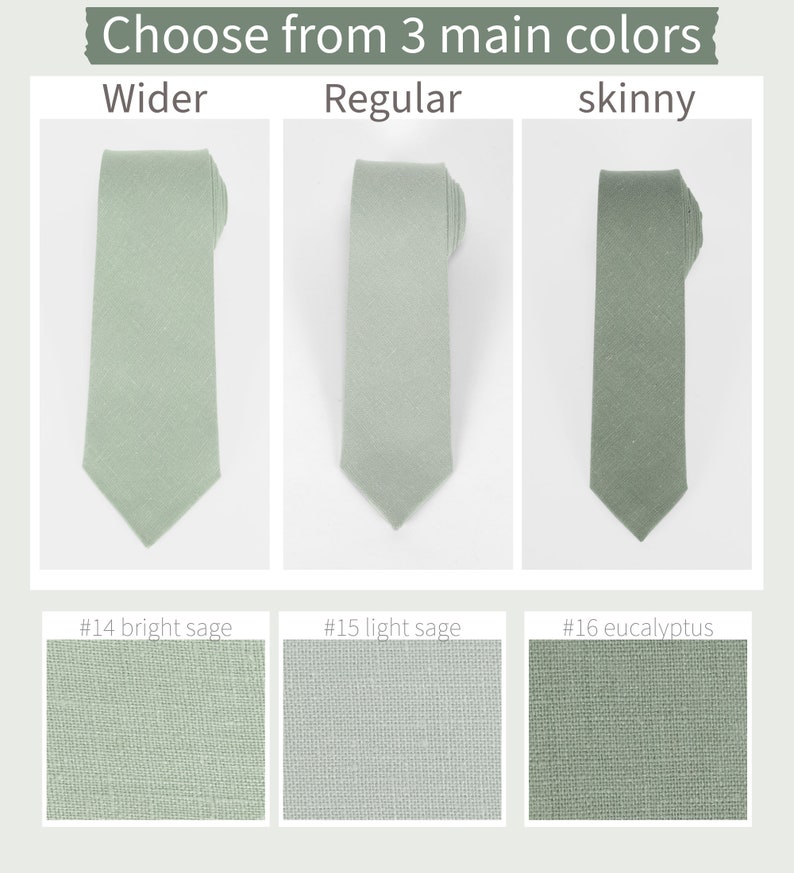Salbeigrüne Krawatte Für Trauzeugen / salbeigrüne Krawatte / Einstecktuch Mit Krawatte / Grüne Fliege Für Männer Bild 6