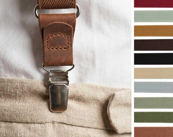 Suspenders With Authentic Leather Ends Xl, L, M, S Sizes