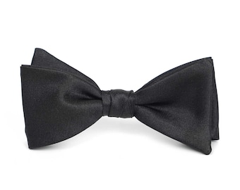 Black Satin Pre-tied Bow tie