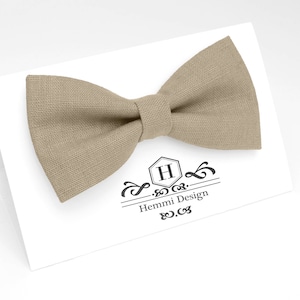 Beige Linen Bow Tie, Tie For Wedding / Groomsmen bow tie / Men's bow tie / Boy's / Toddler's / Beige linen bow tie, Beige Pocket square