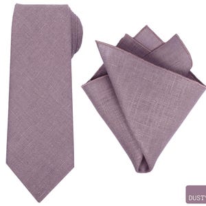 Dusty Purple Linen Necktie and Pocket Square Set