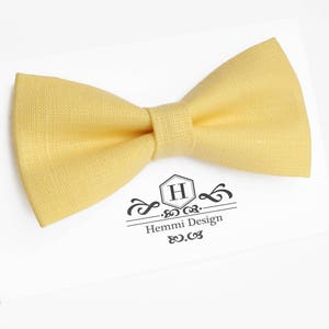 Yellow Linen Bow Tie For Wedding / Yellow Bow tie for groomsmen / Boy&#39;s Toddler&#39;s Baby&#39;s Men&#39;s Green Bow Tie / Yellow bow tie /linen bow tie