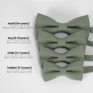 Stilvolle grüne Leinenschleifen, tadellos gepaart mit Hosenträgern, Einstecktüchern und Manschettenknöpfen. In allen Größen erhältlich. Salbeigrüne Farbe Krawatte Bild 3