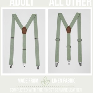 Stylish green linen bow ties, impeccably paired with suspenders, pocket squares, and cufflinks. Available in all sizes. Sage green color tie Adult suspenders