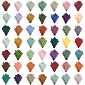 Linen pocket squares in green, pink, purple, burnt orange, sage green colors. linen handkerchief in yellow, blue, orange, beige colors.