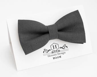 Dark Gray Bow Tie For Wedding / Dark Grey Bow Tie For Groomsmen / Dark Gray Pocket Square With BowTie / Men's Bow Tie / Bow Tie For Men