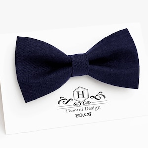 Dunkelblaue Leinen Fliege für Hochzeit - Trauzeugen / Jungen / Kleinkind / Herren Fliege