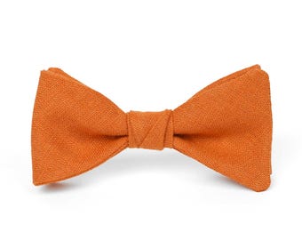 Orange Linen Bow Tie Handmade Child & Adult Sizes