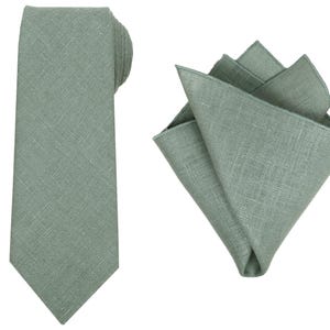 Corbata verde eucalipto para boda / Corbata para padrinos de boda / Pañuelo de bolsillo verde salvia con corbata / Corbata verde para hombre / Pajarita verde para hombre