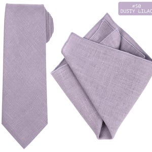 Dusty lilac Tie For Wedding / Necktie For Groomsmen / Light violet Pocket Square With Tie / Light Purple Men&#39;s Tie / Bow tie For Men