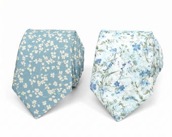 Blue Floral Cotton Neckties