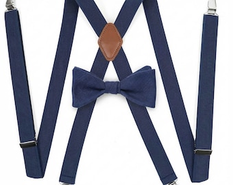Suspenders & Bow tie Set Navy Blue Color Set