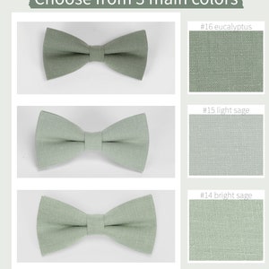 Stilvolle grüne Leinenschleifen, tadellos gepaart mit Hosenträgern, Einstecktüchern und Manschettenknöpfen. In allen Größen erhältlich. Salbeigrüne Farbe Krawatte Bild 5