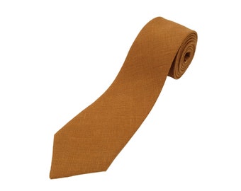 Light brown linen Tie For Wedding / Necktie For Groomsmen / light brown color Pocket Square With Tie / brown Men's Tie