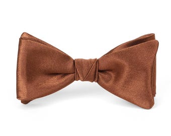Brown Satin Pre-tied Bow Tie