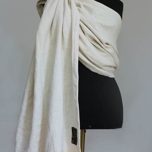 Estilingue de anel de bebê de linho puro com renda para carregar bebê branco natural - recém-nascido, criança pequena, infantil e portador de bebê BabySlingLanaZi