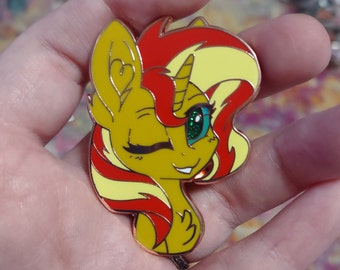 2" Sunset Shimmer Hard Enamel Pin - Design by Gleamy Dreams - My Little Pony: Friendship is Magic, MLP FIM G4, Equestria Girls