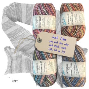 Sock Tube Supersocke Yarn: Pre-Knit Blank, Custom Stitches