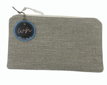 Gray Zipper Pouch | 9.25 x 5.5” | Handmade