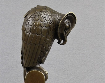 Bronze Sculpture Art Deco Owl Animal figure Statue Art Artwork Cubism Bird figurine Bauhaus