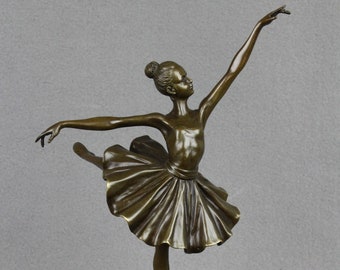 Elegant Bronze sculpture Ballerina Ballet Dancer Girl Figure figurine statue on marble base