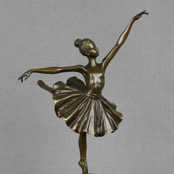 Sculpture en bronze Ballet Danseuse Ballerine Figure Élégante Fille figurine statue sur socle en marbre