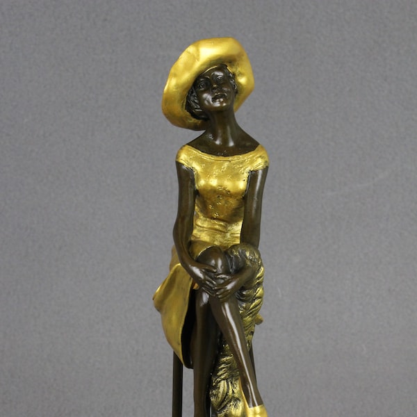 Escultura de bronce Elegante Art Deco Lady Figure Demetre Chiparus Vienna Charleston Estatuilla femenina