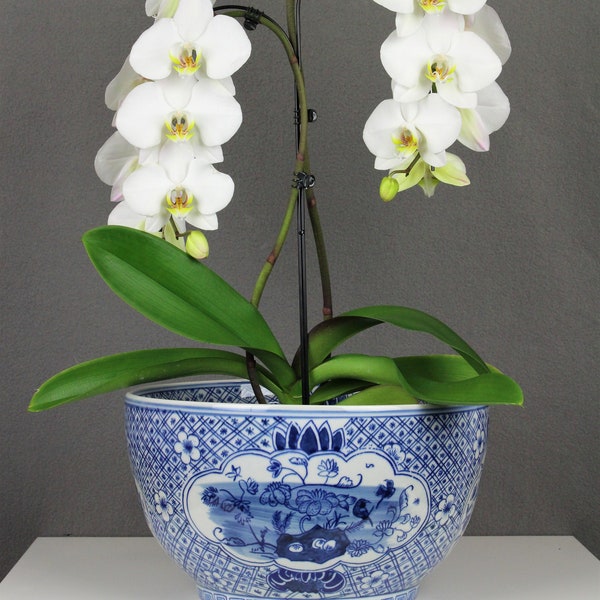 Grand chinois Bleu et Blanc Porcelaine Planter ou Bowl China ChinoisErie Vase Ginger Jar Chic Home Decor Interior Decor Interior Decor Preppy Elegant