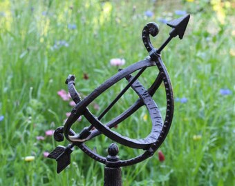 Cast Iron Garden Sundial Table Model with Base Small bronze finish vintage French Italian Antique style Gift