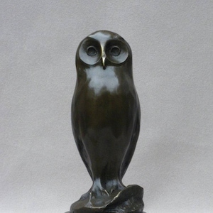 Bronze Sculpture Art Deco Owl statue figure Abstract Modern Art Animal on Marble Base Milo