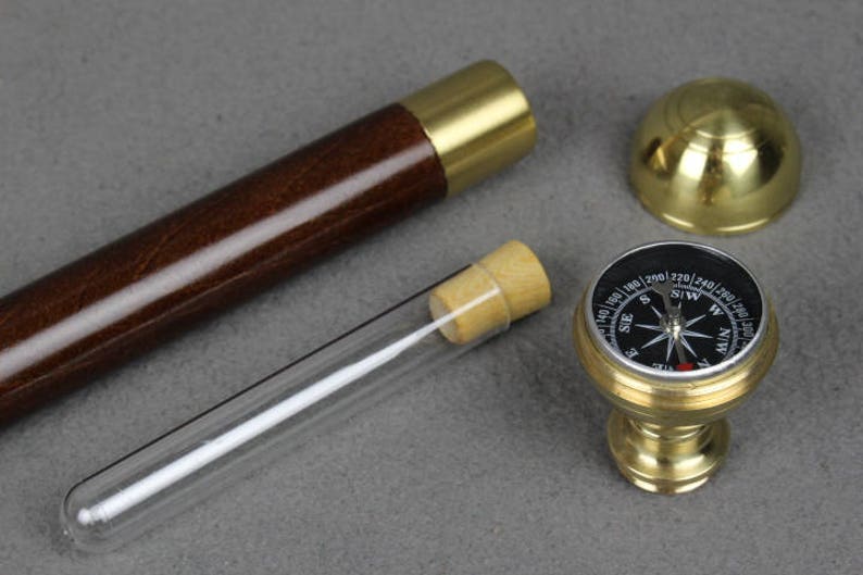 Walking Stick Cane With Secret Compartment Compass Dandy Etsy