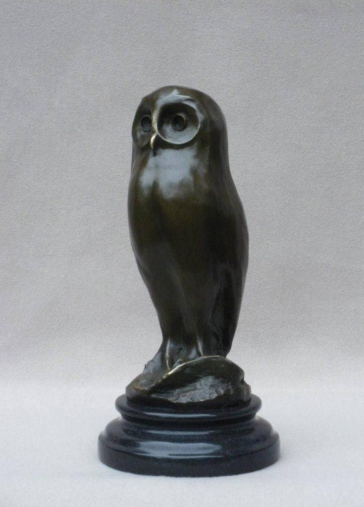 Bronze Sculpture Art Deco Owl Statue Figure Abstract Modern Etsy