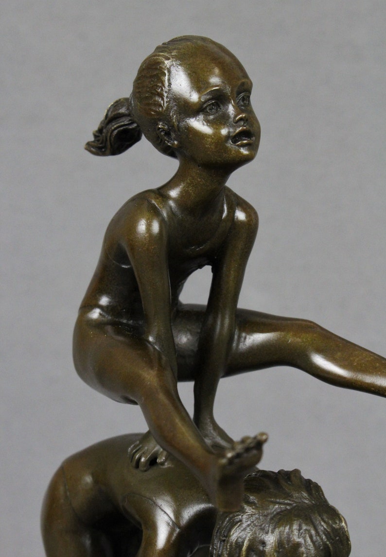 Bronze Sculpture Children Playing Childhood Kids Child Little Etsy