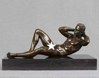 Bronze Skulptur erotische Kunst Männlicher Akt Mann Körper Figur Figur Torso Junge Statue Gay Interest