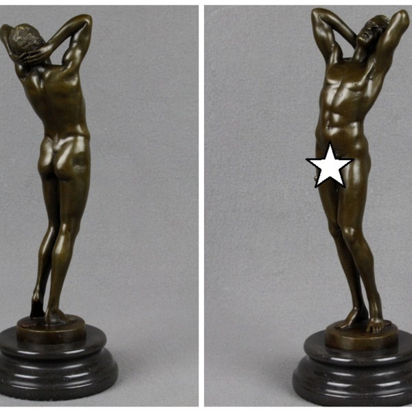 Bronze Sculpture Erotic Art Male Nude Man Body Figure Figurine statue Gay Interest