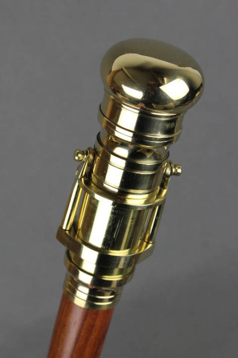 Brass Telescope Walking Stick U2013 Vintage Spyglass With Wooden Shaft U2013 Nautical Style Foldable Telescope For Pirate Costume, Collectors & Home Decor