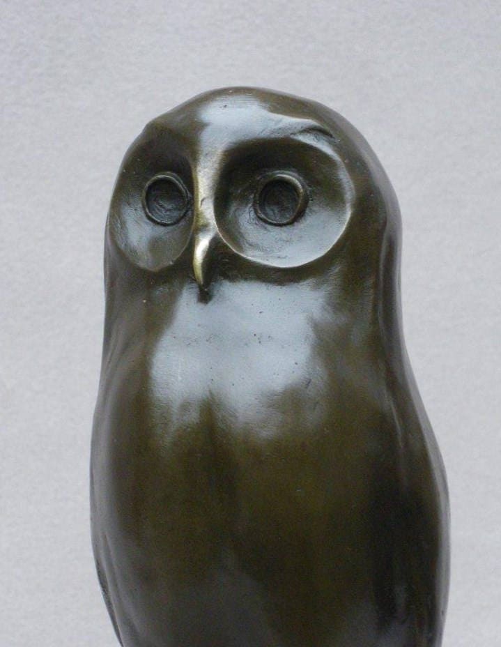 Bronze Sculpture Art Deco Owl Statue Figure Abstract Modern Etsy