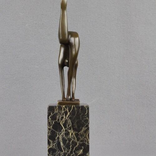Bronze Sculpture Yoga Girl Fit Figure Gym Gymnastics Modern Art Abstract on Marble Base shops by Milo