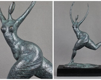 Bronze Sculpture Modern Art Abstract Ballet Dancer Figure Statue Marble Base Ballerina Big Lady Curvy Girl Dancing figurine Gift Idea