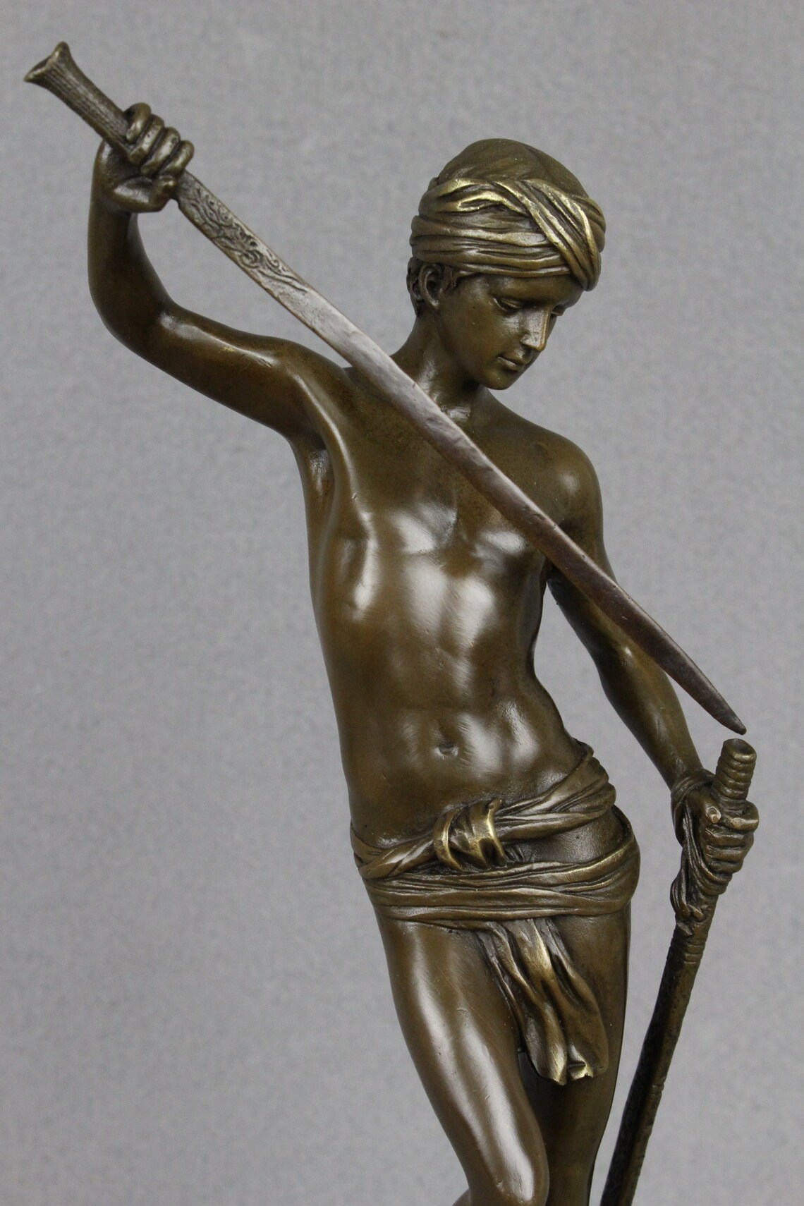 Bronze Sculpture David and Goliath Statue Mythology Male Nude Etsy